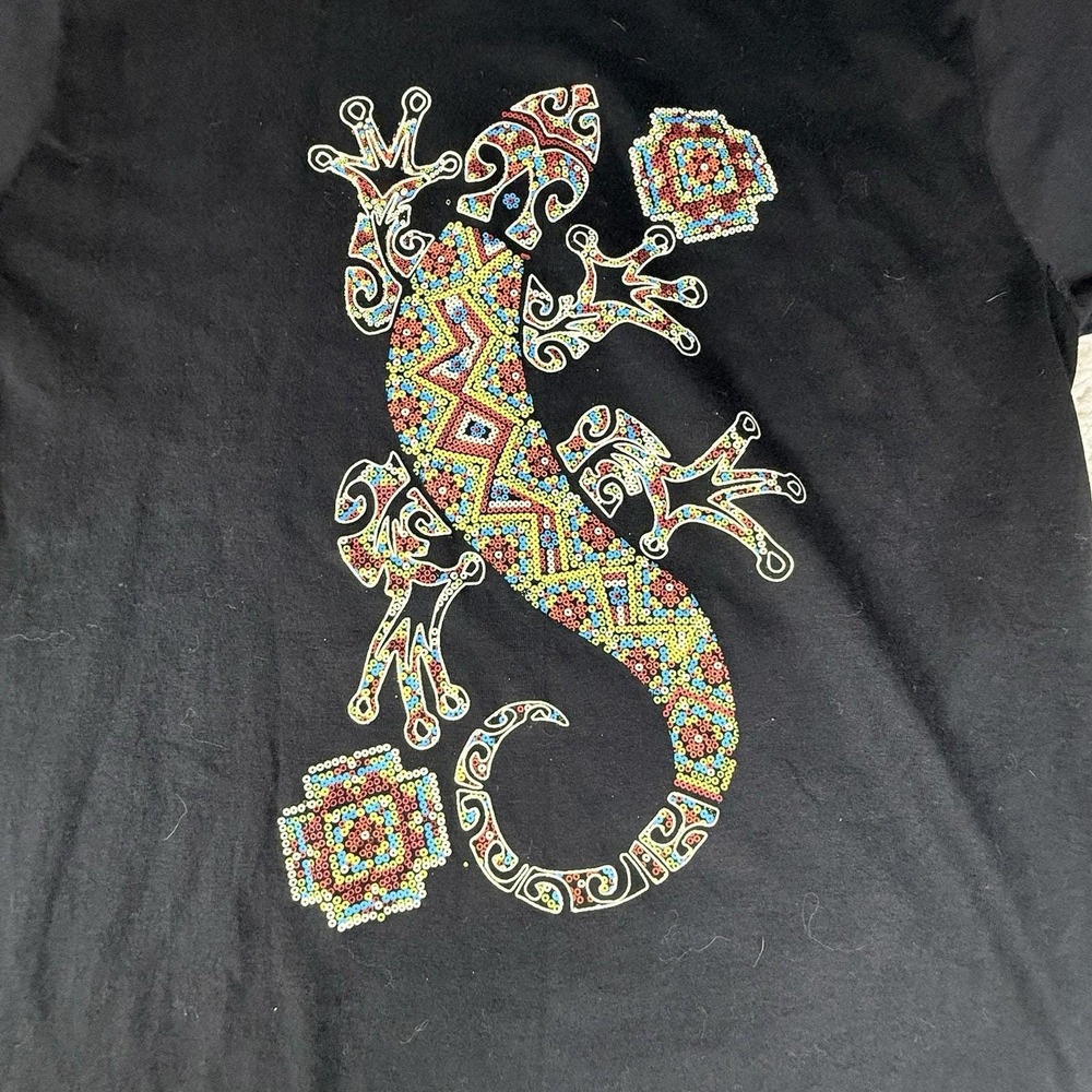 Gicab Mens Vintage Trippy Colorful Lizard Mexico Graphic Tee Size L T-Shirt 90's